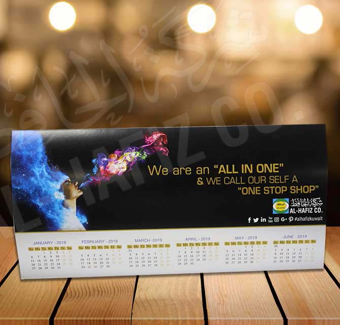Full Color Digital Printed Table Tent Calendar with Metallic Spot Ink Black
